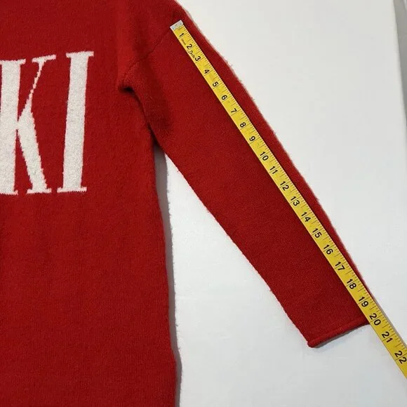 Cupcakes & Cashmere Women’s Red Ski Knit Sweater Medium Size Oversized Christmas - Picture 8 of 9